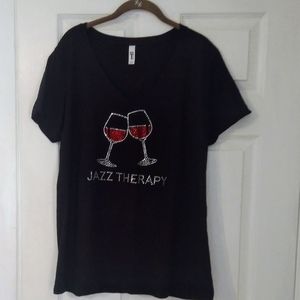 NWOT Wine Glasses Embellished T-shirt